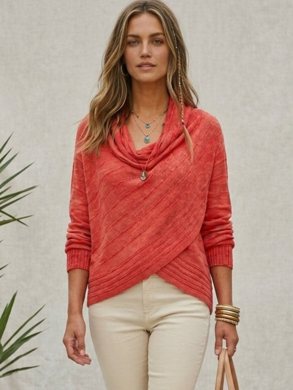 INC International Concepts Pointelle Knit Tulip Hem Sweater M
